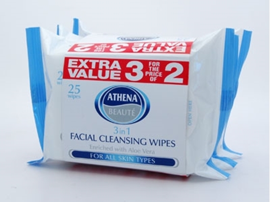 Picture of £1.19 ATHENA TRIPLE FACE WIPES BLUE