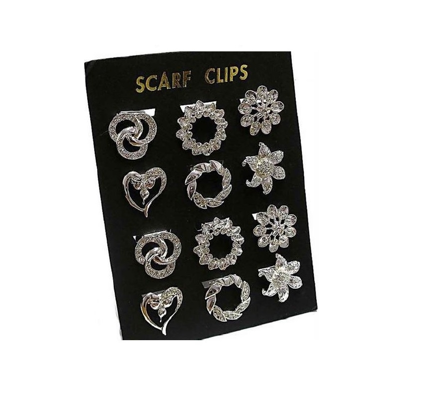 £3.99 SCARF CLIPS ASSTD DISPLAY BOX (12) Greenheys Sundries