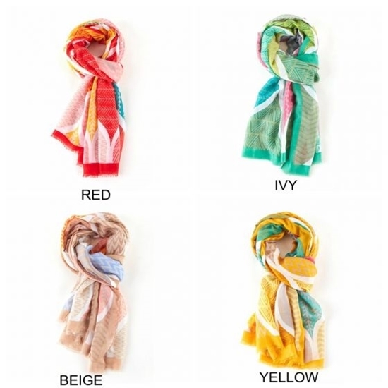 Picture of £7.99 GEO LEAVES SCARVES 4 ASST