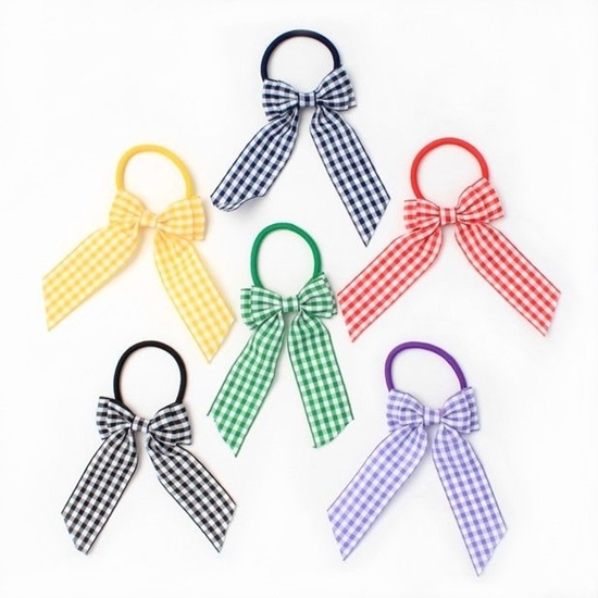 Picture of £1.00 MOLLY ROSE GINGHAM BOW ELASTICS