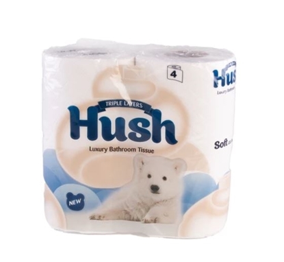 Picture of £1.79 HUSH 3 PLY 4 PACK LOO ROLL WHITE