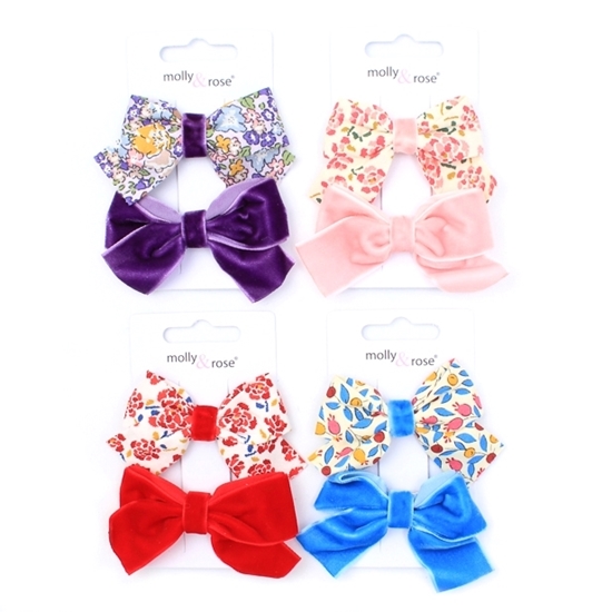 Picture of £1.29 FLORAL & VELVET BOW CLIPS 5cm